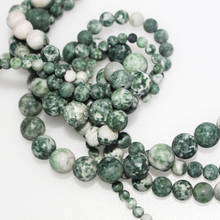 Wholesale Matte Natural Stone Green Spot Beads Round Loose Beads for Jewelry Making 4 6 8 10 12mm Necklace Bracelet DIY 2024 - buy cheap