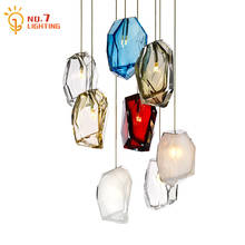 Post Modern Colorful Crystal Polygonal Glass Ice Cube Pendant Light for Living/Dining Room Staircase Restaurant Balcony Corridor 2024 - buy cheap