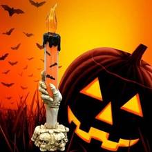 Хэллоуин Череп скелетная лампа череп ручной Стенд Led свеча пламя светильник лампы для дома вечерние Бар Декор 2024 - купить недорого