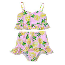Conjunto de Bikini para niñas pequeñas, traje de baño de piña, de 1 a 5 años, trajes de playa para verano 2024 - compra barato