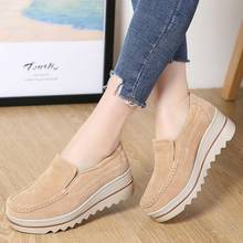 Women shoes 2022 fashion loafers slip-on round toe solid casual platform shoes female genuine leather flat shoes woman sneakers 2024 - buy cheap