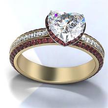 Посеребренное кольцо с четырьмя зубцами в форме сердца, два цвета, кубические кольца женское кольцо с цирконом, модные простые украшения, подарок девушке на день рождения 2024 - купить недорого