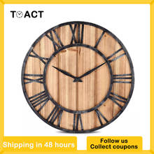 European Wooden Wall Clock Metal Quartz Wood Wall Clock Large Size Mute Living Room Home Decoration Modern Design 2024 - buy cheap