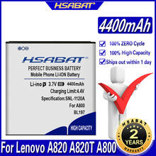 Аккумулятор HSABAT 4400mAh BL197 li-lon для Lenovo A820 A820T A800 S868T S750 S720i A798T S870E S899T 2024 - купить недорого