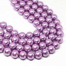Cuentas sueltas redondas de concha de perla de imitación para mujer, accesorio romántico, violeta, púrpura, tamaño de selección de 4 a 14mm, fabricación de joyería de alta calidad de 15 pulgadas, B1620 2024 - compra barato