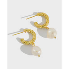 YPAY-pendientes de gota de Perla Barroca de agua dulce para mujer, aretes colgantes de círculo retorcido para boda, joyería de fiesta de buenos de lujo YME428 2024 - compra barato