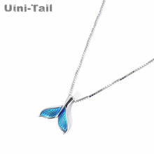 Uini-tail-Nueva inclusión de cola de pez con temperamento de plata de ley 925, collar de sirena azul, gota de personalidad, cola de pez 2024 - compra barato