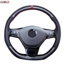 DIY Black Carbon Fiber Leather Soft Car Steering Wheel Cover For Volkswagen VW Golf 7 Mk7 New Polo Passat B8 Sharan Jetta Tiguan 2024 - buy cheap