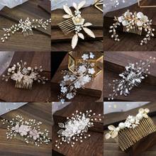 Bridal Hair Accessories Crystal Peals Hair Combs Wedding Hair Clips Accessories Jewelry Handmade Women Hair Ornaments Headpieces 2024 - buy cheap