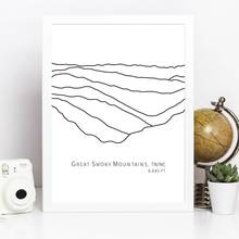Black and White Minimalist Poster Great Smoky Mountains Art Line Drawing Painting Picture Canvas Prints Hiking Decor Hiker Gift 2024 - buy cheap