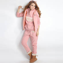 Women Pink Loose 3 Piece Set Oversized 6xl Ropa Casual Tracksuit Warm Mujer Velvet Outfits Conjunto Clothes Fall Winter 2020 2024 - buy cheap