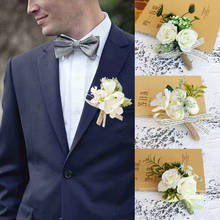 Fashion Artificial Rose Flower Groom Boutonniere Men Corsage Father Brother Wedding Flowers Man Suit Party Decoration 2024 - buy cheap