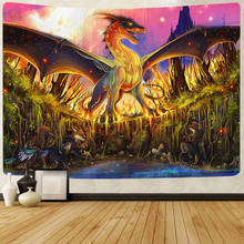 Simsant Fantasy World Forest Tapestry Cartoon Medieval Red Dragon Art Wall Hanging Tapestries for Living Room Home Decor 2024 - buy cheap