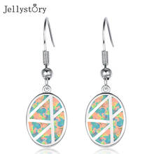 Jellystory fashion women wedding jewelry earrings 925 sterling silver oval green blue opal gemstone drop earrings gifts 2021 2024 - buy cheap