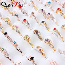 Anéis de liga de zinco cor dourada qianbei para mulheres e homens joias anel de calcedônia 2024 - compre barato