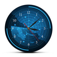 Настенные часы с синим радарным экраном и картой, радарные часы с мишенями, декоративные настенные часы для домашнего декора 2024 - купить недорого