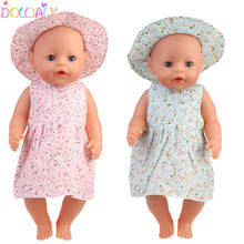 Vestido de boneca infantil, vestido de boneca para bonecas reborn de 43cm, vestido floral pequeno + chapéu de boneca de brinquedo, acessórios de roupas 2024 - compre barato