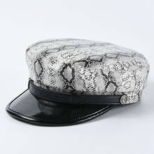 New Autumn Winter Women Berets Fashion Patchwork Beret Hat Lady Vintage Painter Artist Hat Snake Skin PU Women Navy Cap 2024 - buy cheap