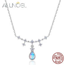 Allnoel sólido 925 colar de prata esterlina para mulher sintético opala colar de prata esterlina clavícula ajustável colar de corrente 2024 - compre barato