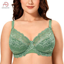 Women's Full Coverage Non Padded Plus Size Underwired Embroidery Floral Lace Bra 2024 - buy cheap