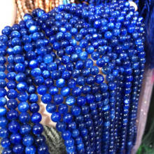 Cuentas espaciadoras sueltas redondas de cianita azul Natural para fabricación de joyas, accesorios de pulsera y collar, 6 y 8mm, venta al por mayor 2024 - compra barato