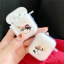 Luxury Customized Initial Letter Flowers Soft Earphone Case for Airpods 1 2 Case Wireless Bluetooth Earphone Cover Capa Fundas 2024 - buy cheap