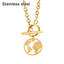 World Map Globe Stainless Steel Silver Color/ Gold Color Necklace Unisex To Send Friends Gifts 2024 - buy cheap