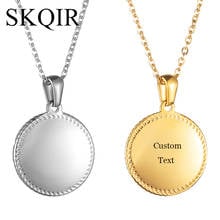 2021 Engraving Name Pendant Necklace Gold Color Stainless Steel Coin necklace Custom Choker Jewelry for Women 2024 - buy cheap