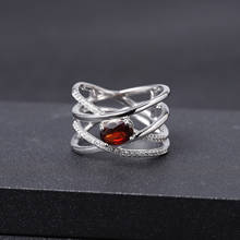 GEM'S BALLET 0.95Ct Овальный натуральный красный гранат кольцо 925 пробы серебро классический крест драгоценный камень кольцо для женщин Свадебные ювелирные изделия 2022 - купить недорого