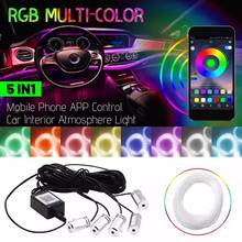 12V Car Interior Accessories Atmosphere Lamp Flexible El Neon Strip Light RGB Color App/Sound Control Auto LED Ambient Light 2024 - buy cheap