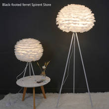 Lámpara LED de pie moderna para sala de estar, lámpara de pie con trípode de pluma blanca, de lectura, con bombilla E27 2024 - compra barato