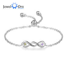 JewelOra Personalized Engraving Name Infinity Bracelets for Women Custom 2 Birthstones Adjustable Chain Bracelet Valentine  Gift 2024 - buy cheap