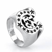 Joias de aço inoxidável masculinas moda punk 13 estrelas em formato de u anel de aço de titânio 2024 - compre barato