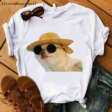 2019 novo verão novidade feminina camiseta engraçado adorável chihuahua cachorro impressão t camisa casual tops hipster feminino vogue bonito menina camiseta 2024 - compre barato