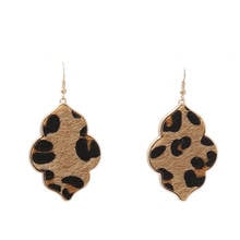 ZWPON Gold Frame Animal Print Leather Natural Shell Morocco Earrings for Women Fashion Teardrop Earrings Jewelry Wholesale 2024 - buy cheap