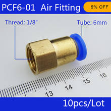 Alta qualidade 10 pces bspt PCF6-01, 6mm a 1/8 "conectores pneumáticos fêmea em linha reta encaixes de um toque 2024 - compre barato