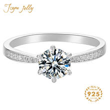 JoyceJelly-anillo clásico de Plata de Ley 925 de moissanita, joyería de diamante de laboratorio de color D, 1Ct, 6,5mm, estilo Simple, aniversario 2024 - compra barato