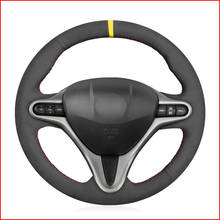 Cubierta de ante negro para volante de coche, accesorio cosido a mano para Honda Civic 8, 2006, 2007, 2008-2010, 2011 (3 radios) 2024 - compra barato