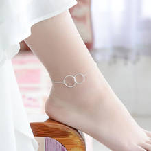 Женские браслеты на ногу из серебра 925 пробы, с двумя кольцами 2024 - купить недорого