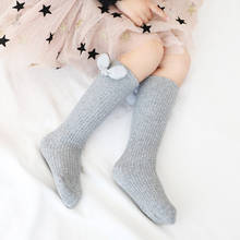 Calcetines largos de terciopelo y algodón suave para niños y niñas, pajarita grande chicas, nudo hasta la rodilla, novedad 2024 - compra barato