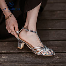Женские сандалии в римском стиле VAIR MUDO, босоножки на массивном каблуке, с ремешком с пряжкой, модная повседневная обувь ручной работы, LX75L 2024 - купить недорого