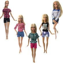 Nk conjunto com 5 bonecas casuais, roupa de bermuda bonita, artesanal, saia nobre, vestido da moda para boneca barbie, presente de menina infantil 5x 2024 - compre barato