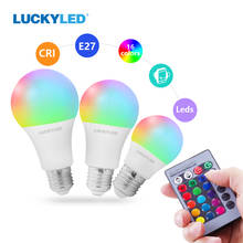 LUCKYLED RGB Led Bulb 5w 10w 15w Led Lamp E27 Dimmable AC 85-265V RGB Lampada Smart Night Light Bulbs with IR Remote Control 2024 - buy cheap