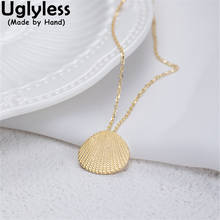 Uglyless-collares de plata 925 con forma de concha dorada para mujer, colgantes de plata estilo coreano Simple, joyería creativa, moda Vogue + cadenas 2024 - compra barato