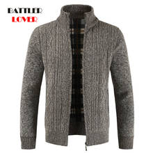 Winter Thick Men's Knitted Sweater Coat Long Sleeve Cardigan Fleece Full Zipper Male Causal Plus Size Clothing for Autumn 2024 - buy cheap