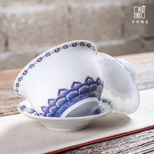 Ceramic Kung Fu Tea Set Cover Bowl Three-Force Bowl Creative New Product Ceramic Whiteware Hand-Painted TeaBowl Sopera De Gaiwan 2024 - buy cheap