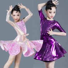 Vestido infantil de cetim para dança, roupa feminina para treino, performance de palco, dl4lip 2024 - compre barato