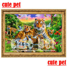 Милый домашний декор с изображением тигра и животных, Алмазная мозаика, квадратная Алмазная вышивка, Набор для вышивки крестиком 2024 - купить недорого