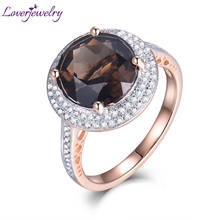 LOVERJEWELRY 4.66Ct Topaz Rings Solid 14kt Rose Gold Diamond Smoke Topaz Round 10x10mm Engagement Wedding Ring 2024 - buy cheap