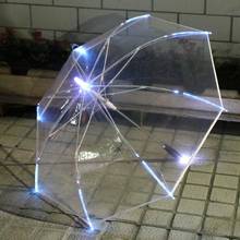Sombrilla transparente con luz LED para actividades de fiesta, paraguas brillante de mango largo, ideal para regalo ambiental 2024 - compra barato